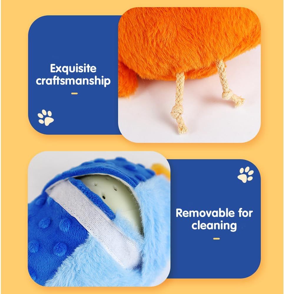Active Moving Pet Plush Toy With Sounds Interactive Dog Toys Chargeable Squeaky Moving Dog Toy