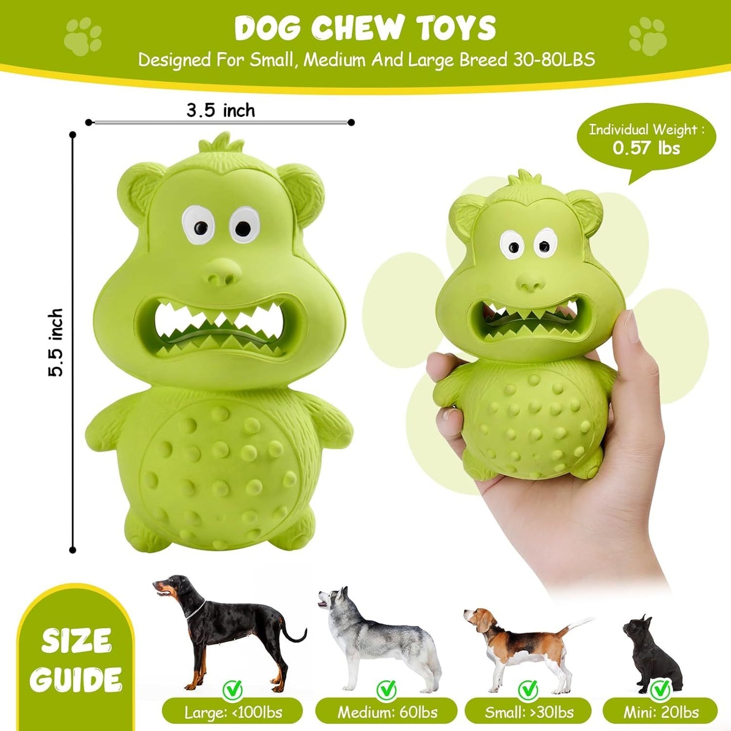 Dog Toys For Aggressive Chewers Natural Rubber Squeaky Dog Toys Indestructible Dog Toy Dog Chew Toys.