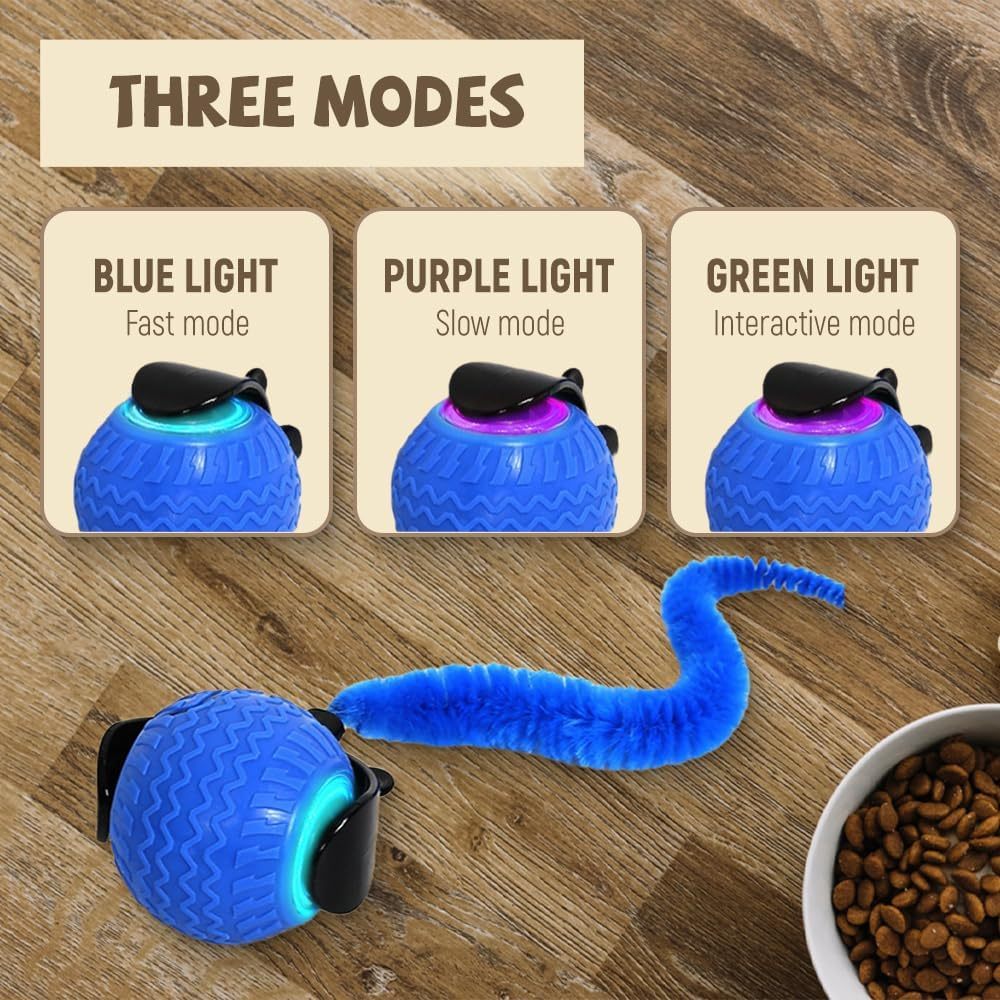 Interactive Ball Toy, 2025 New Ball Toys With Cord ,Mouse, Smart Self Rolling, Automatic Moving Peppy Pet Ball
