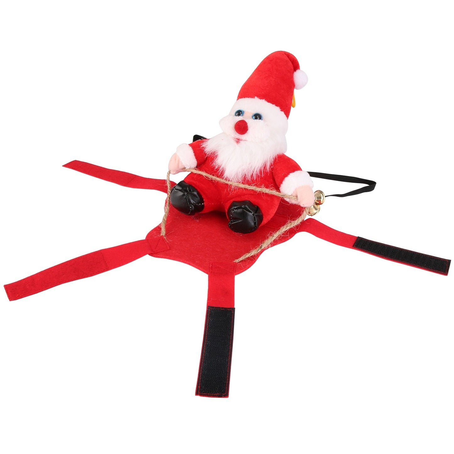 Pet Christmas Costumes Red Winter Coat For Dog Riding Santa Claus With Bell Clothes.