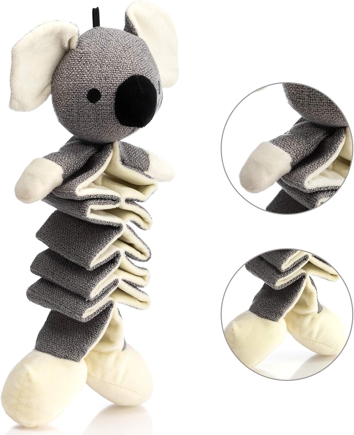 Hollypet Dog Toys Squeaky Toy Partial Stuffed Animal With Crinkle Paper Relieve Boredom For Small Medium And Large Dogs Gray Koala