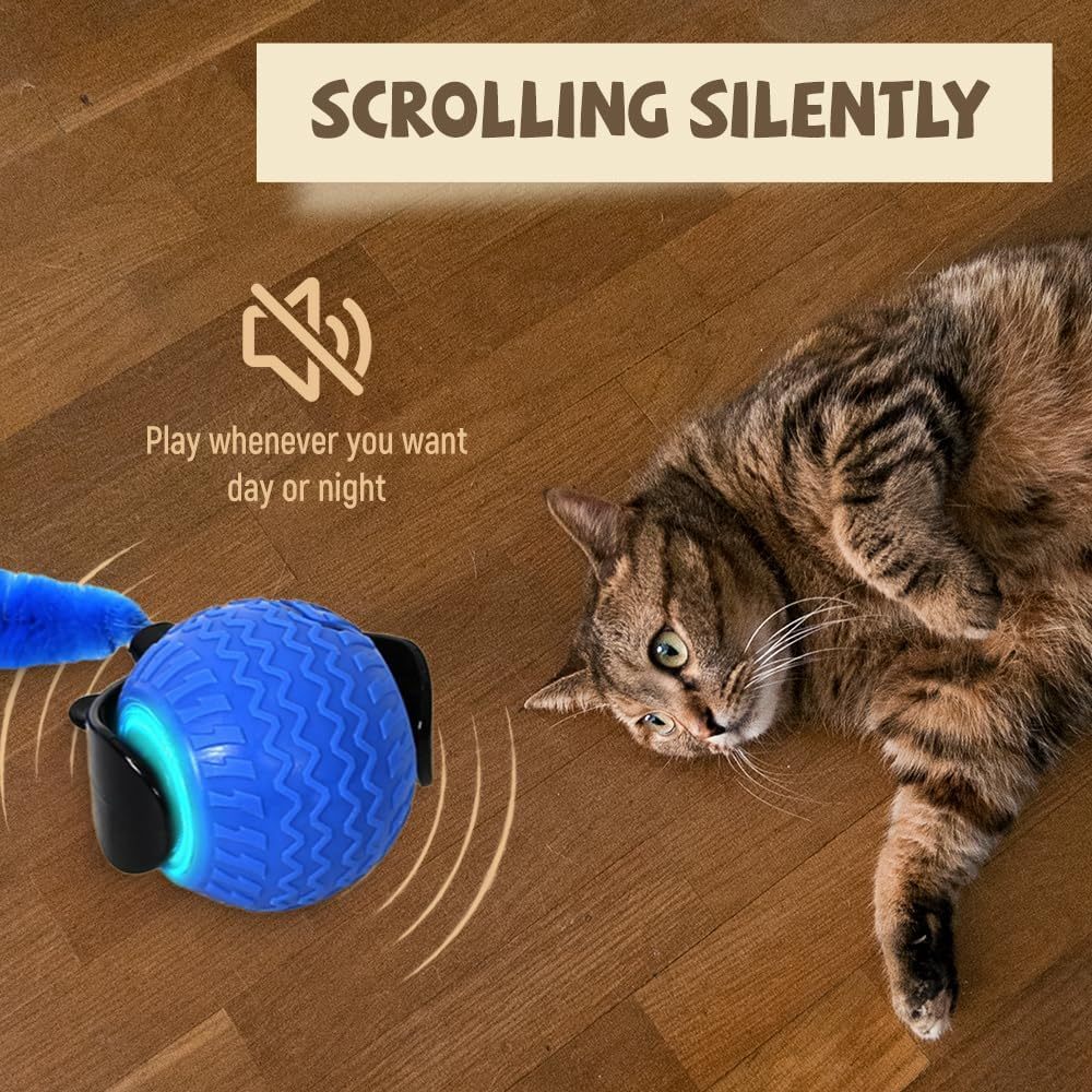Interactive Ball Toy, 2025 New Ball Toys With Cord ,Mouse, Smart Self Rolling, Automatic Moving Peppy Pet Ball