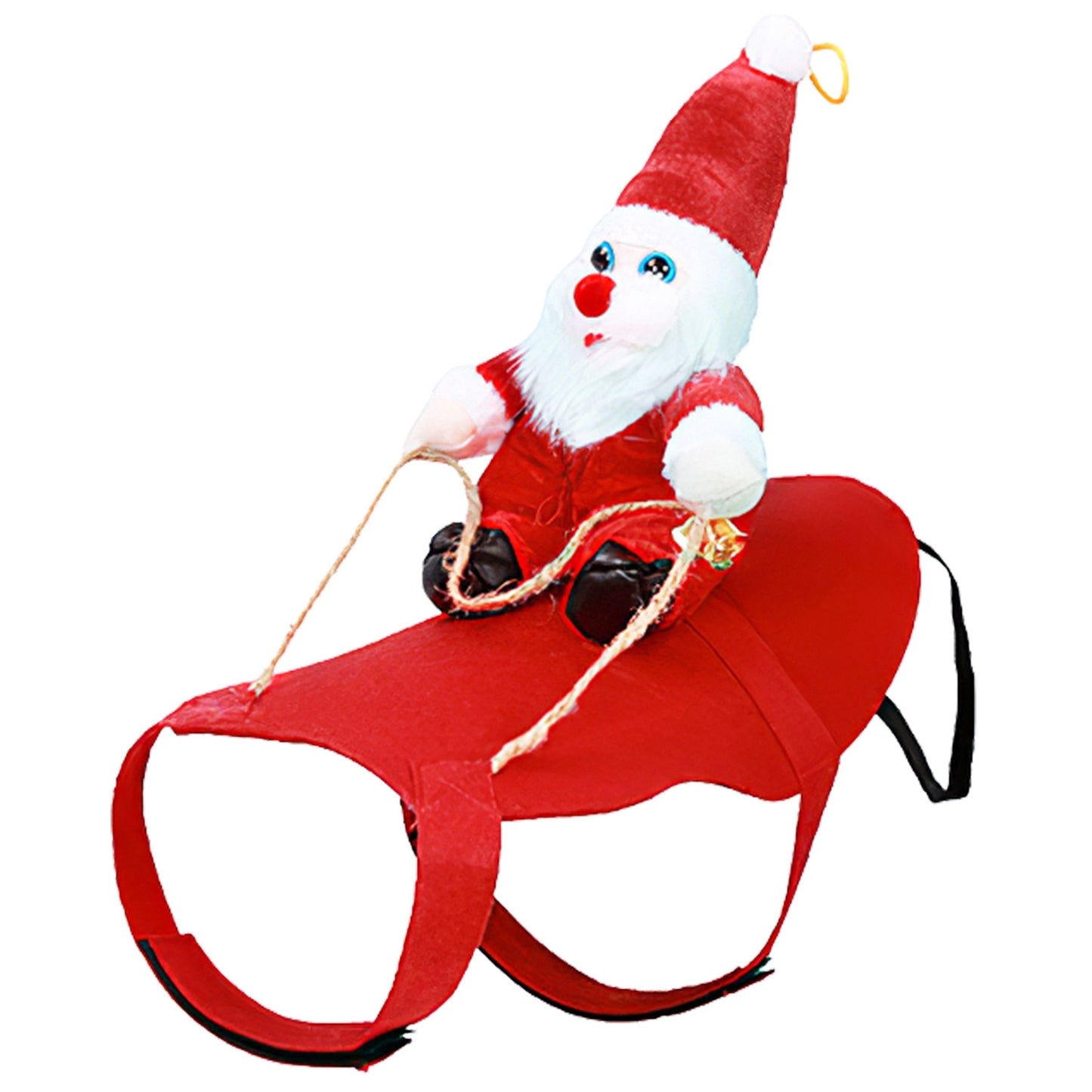 Pet Christmas Costumes Red Winter Coat For Dog Riding Santa Claus With Bell Clothes.